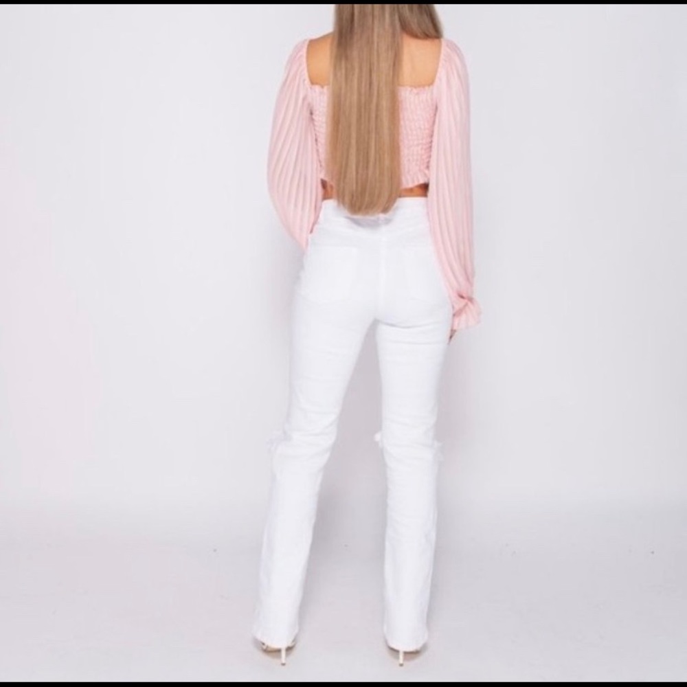 Kaylene White Relaxed Fit High Rise Ripped Jeans - Picture 4 of 5